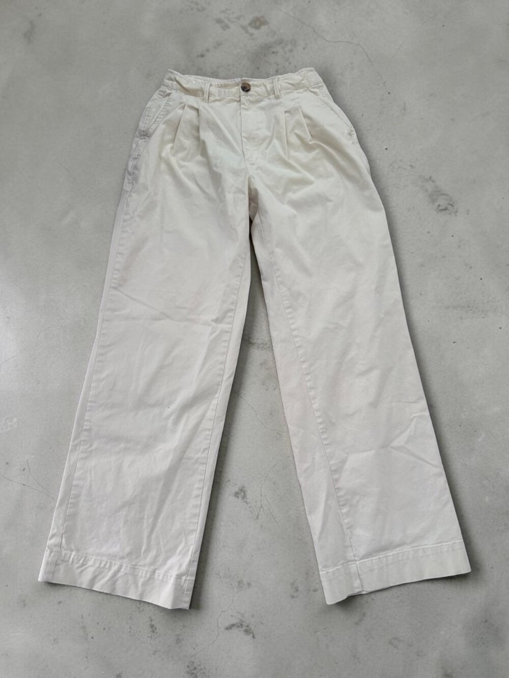 Free Assembly Cotton‑Spandex Straight‑Leg Pants – White Asparagus – Size 4